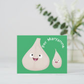 Carte Postale Illustration végétale de caricature à l'ail mignon (Debout devant)