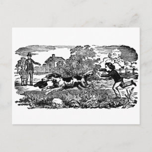 Carte Postale Illustration victorienne d'art antique d'animal de
