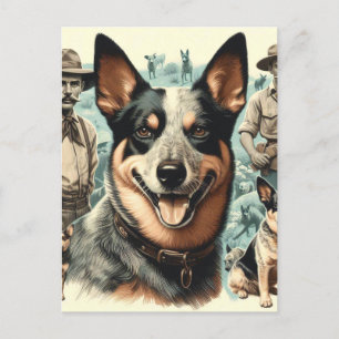 Carte Postale Illustration vintage Australian Cattle Dog