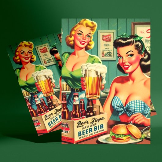 Carte Postale Illustration vintage Beer Girls