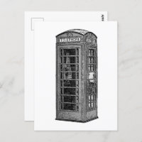 Illustration vintage British Phone Booth Travel Ro