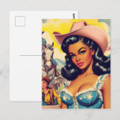 Carte Postale Illustration vintage Country Girl (Devant / Derrière)