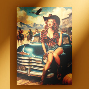 Carte Postale Illustration vintage Country Girl