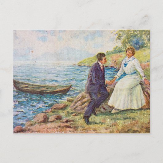 Carte Postale Illustration vintage Couple romantique (Devant)