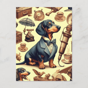 Carte Postale Illustration vintage Dachshund