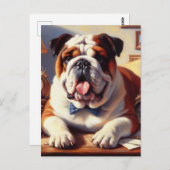 Carte Postale Illustration vintage de Bulldog (Devant / Derrière)