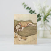 Carte Postale Illustration vintage de chiot Bulldog (Debout devant)