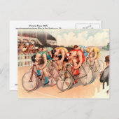 Carte Postale Illustration Vintage de course à vélo (Devant / Derrière)