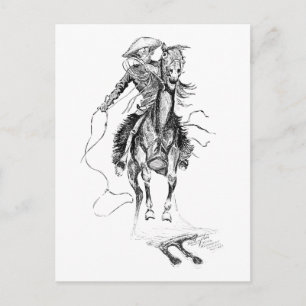 Carte Postale Illustration vintage de Cowboy et de Horse