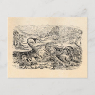 Carte Postale Illustration vintage de dinosaures des années 1800