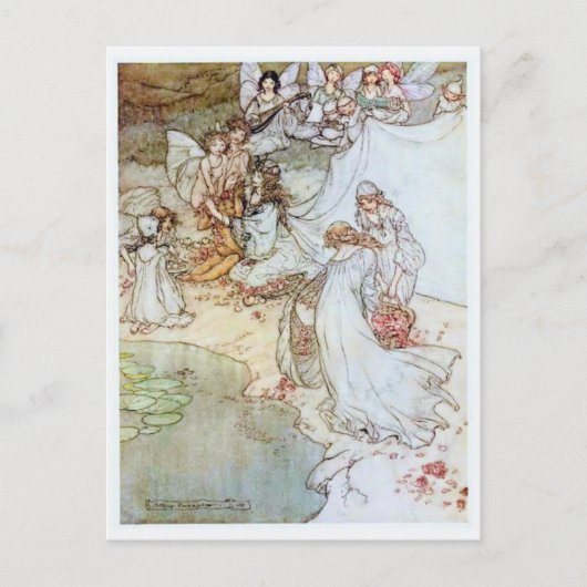Carte Postale Illustration vintage de fées par Arthur Rackham (Devant)