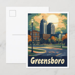Carte Postale Illustration Vintage de Greensboro Caroline du Nor