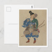 Carte Postale Illustration vintage de guerrier archer japonais d (Devant / Derrière)