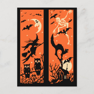 Carte Postale Illustration vintage de la silhouette d'Halloween