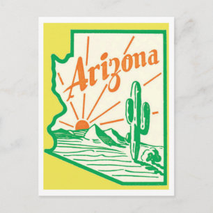Carte Postale Illustration vintage de l'Arizona avec cactus et s