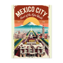 Illustration Vintage de Mexico City Voyage Rétro