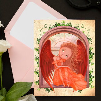 Carte Postale Illustration vintage de mignonne fille ange de fée