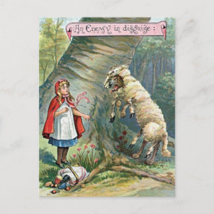 Carte Postale Illustration vintage de Petit Chaperon Rouge