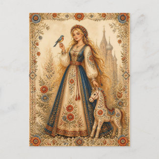 Carte Postale Illustration vintage de princesse du folklore slav