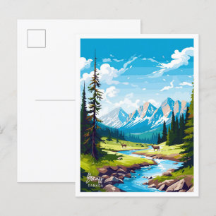 Carte Postale Illustration Vintage de voyage de Banff Canada