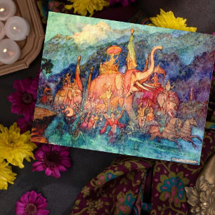 Carte Postale Illustration vintage de Warwick Goble Hero Retours