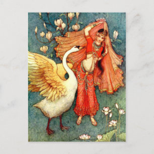 Carte Postale Illustration vintage de Warwick Goble Swan Maiden