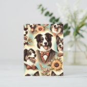 Carte Postale Illustration vintage des bordures Collie (Debout devant)