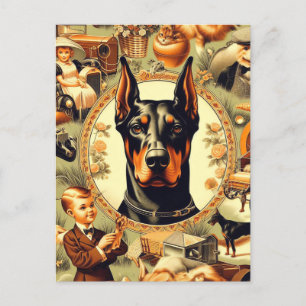 Carte Postale Illustration vintage Doberman