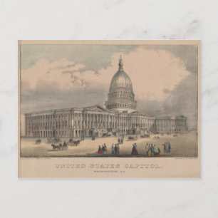 Carte Postale Illustration vintage du Capitole américain (1872)