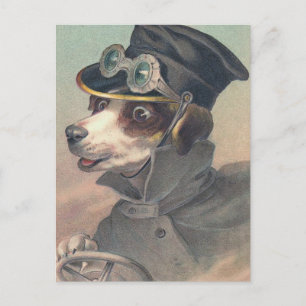 Carte Postale Illustration Vintage du chien de conduite