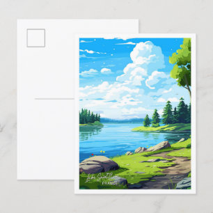 Carte Postale Illustration Vintage du lac Sainte-Croix France