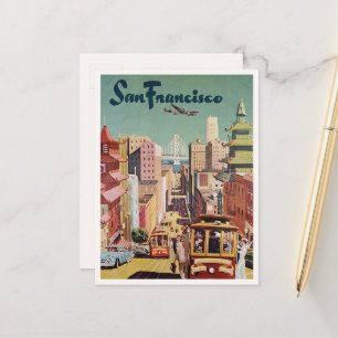 Carte Postale Illustration vintage du tramway à câble de San Fra