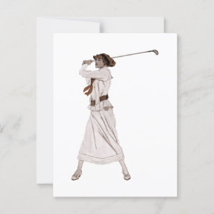 Carte Postale Illustration vintage femme jouant au golf