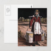 Carte Postale Illustration Vintage "La Milkmaid" (Devant / Derrière)