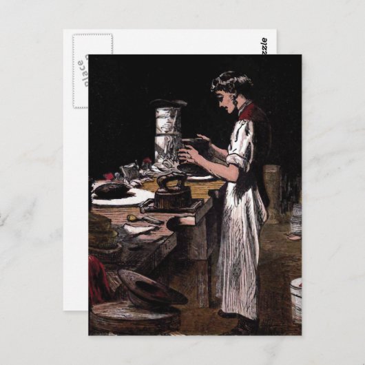 Carte Postale Illustration Vintage "Le Hatmaker" (Devant / Derrière)