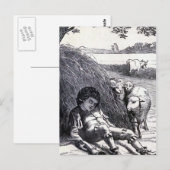 Carte Postale Illustration Vintage "Little Boy Blue" (Devant / Derrière)