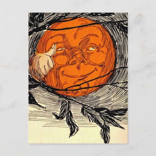 Carte Postale Illustration Vintage Orange Moon (Devant)