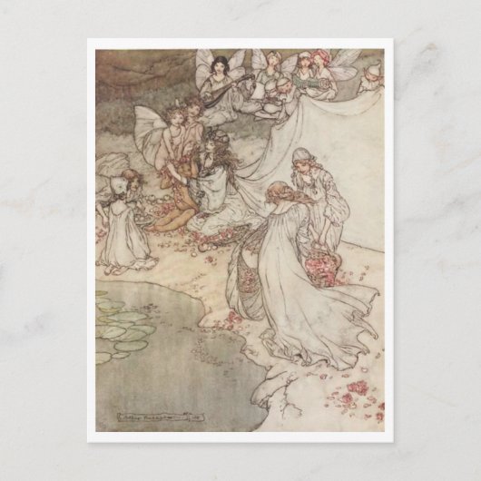 Carte Postale Illustration vintage par Arthur Rackham Fairies (Devant)