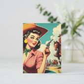 Carte Postale Illustration vintage Pulp Cowgirl (Debout devant)