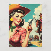 Carte Postale Illustration vintage Pulp Cowgirl (Devant)