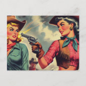 Carte Postale Illustration vintage Pulp Cowgirls (Devant)