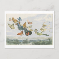 Illustration vintage Reine des fées avec papillons
