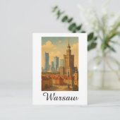 Carte Postale Illustration Vintage Skyline de Varsovie Pologne (Debout devant)