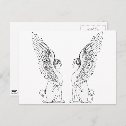 Carte Postale Illustration vintage Sphinx (Devant / Derrière)