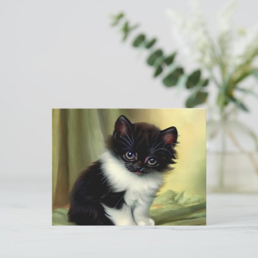 Carte Postale Illustration vintage Tuxedo Kitten (Debout devant)