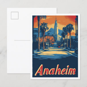 Carte Postale Illustration Vintage voyage d'Anaheim California U