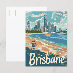 Carte Postale Illustration Vintage voyage de Brisbane Australie