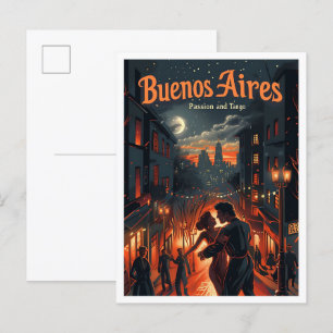 Carte Postale Illustration Vintage voyage de Buenos Aires Argent