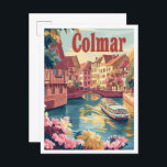 Carte Postale Illustration Vintage voyage de Colmar France<br><div class="desc">Colmar France Art Retro Lieu de voyage Vintage illustration</div>