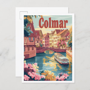 Carte Postale Illustration Vintage voyage de Colmar France